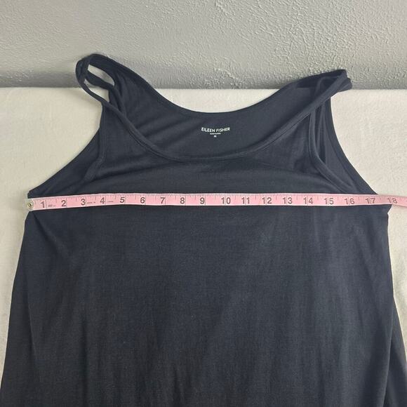 Eileen Fisher Silk Modal Layered Black Hi-Low Tank Dress MED Minimalist Resort‎ - Picture 5 of 11